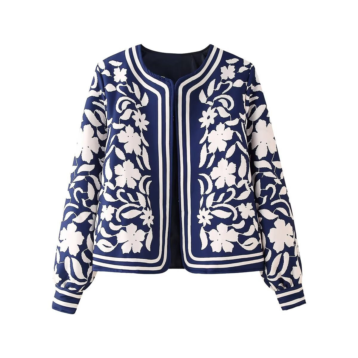 Women's Street Round Neck Printed Casual Thin Coats