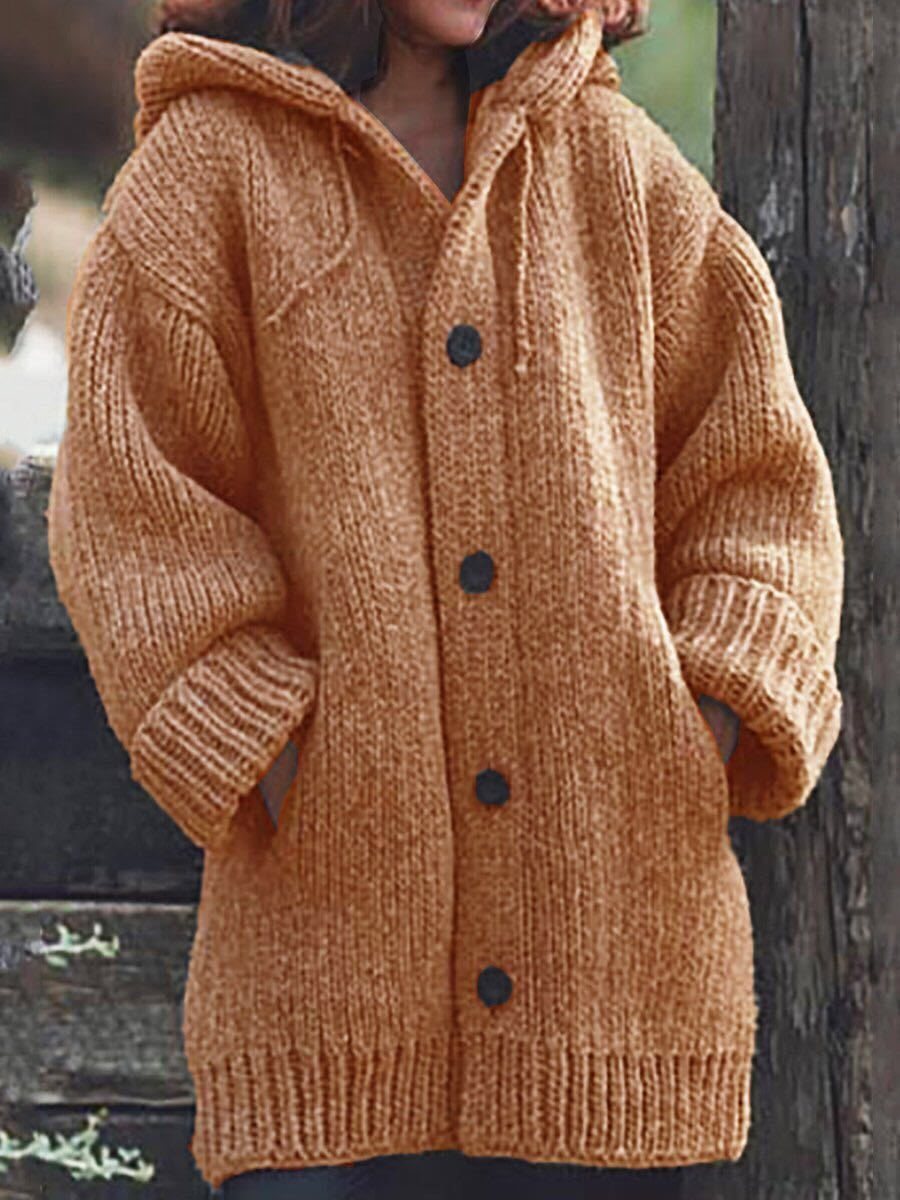 Graceful Women's Mid-length Hooded Fur Collar Sweater