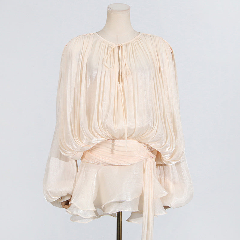 Spring Fashion Small People Pure Want Hollow Pleated Dresses