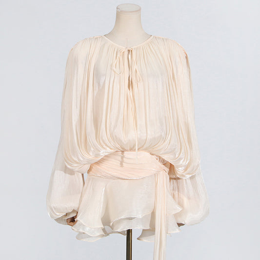 Spring Fashion Small People Pure Want Hollow Pleated Dresses