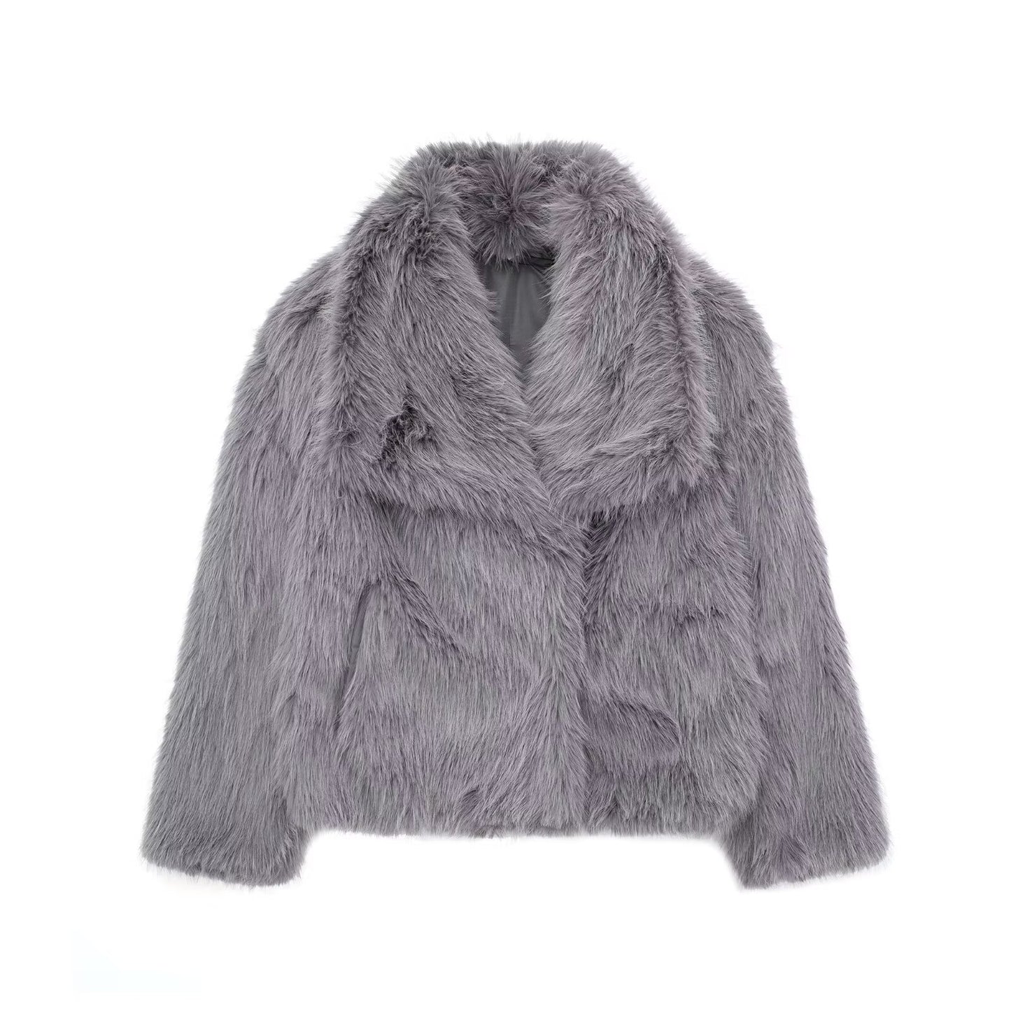 Women's Winter Street Fashion Artificial Fur Effect Coats