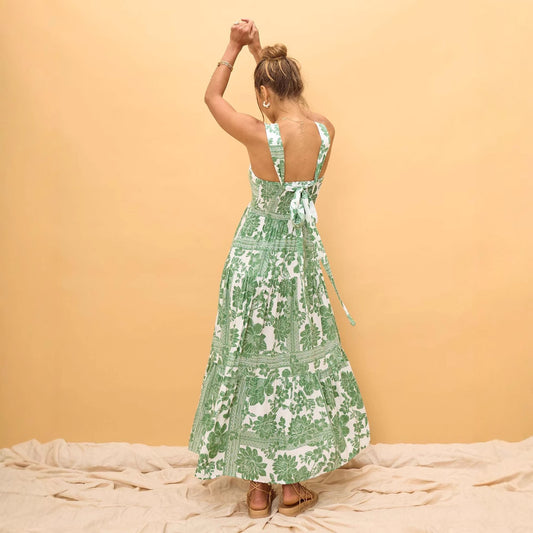 Women's Summer Beach Sleeveless Hot Printed Long Dresses