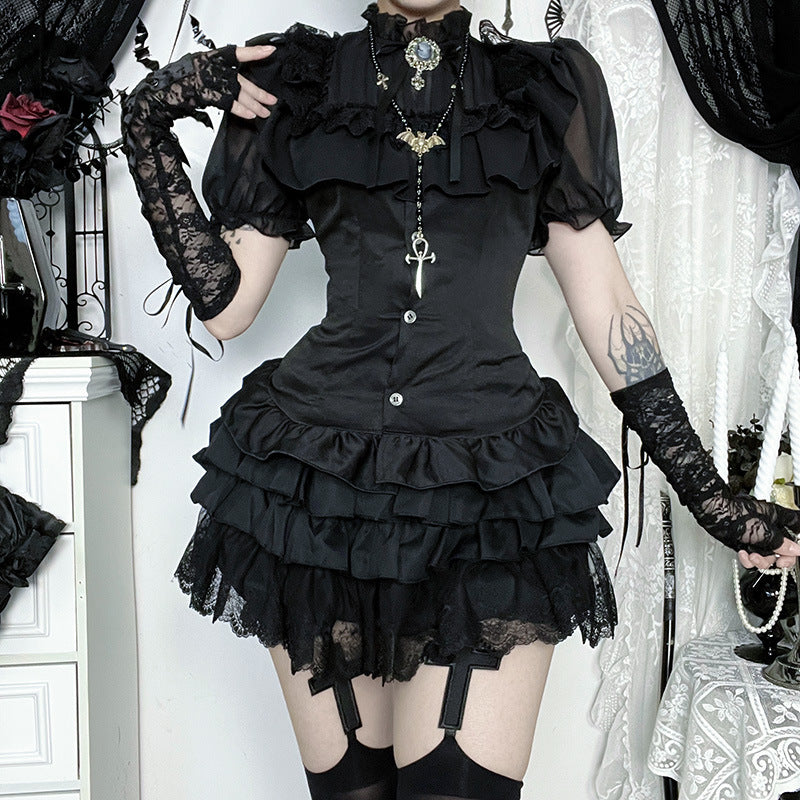 Autumn Gorgeous Gothic Shirt Versatile Dark Style Pure Blouses