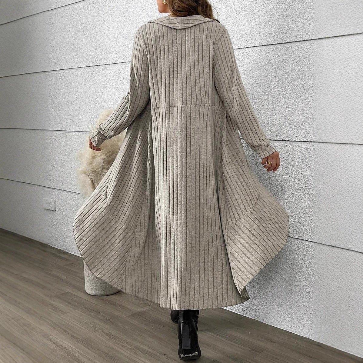 Pleated Long Style Sleeve Trench Shawl Coats