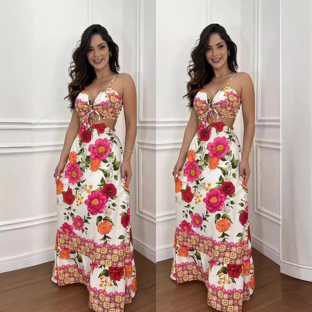 Summer Available Spaghetti Straps Sleeveless Backless Slim Fit Sexy Dress