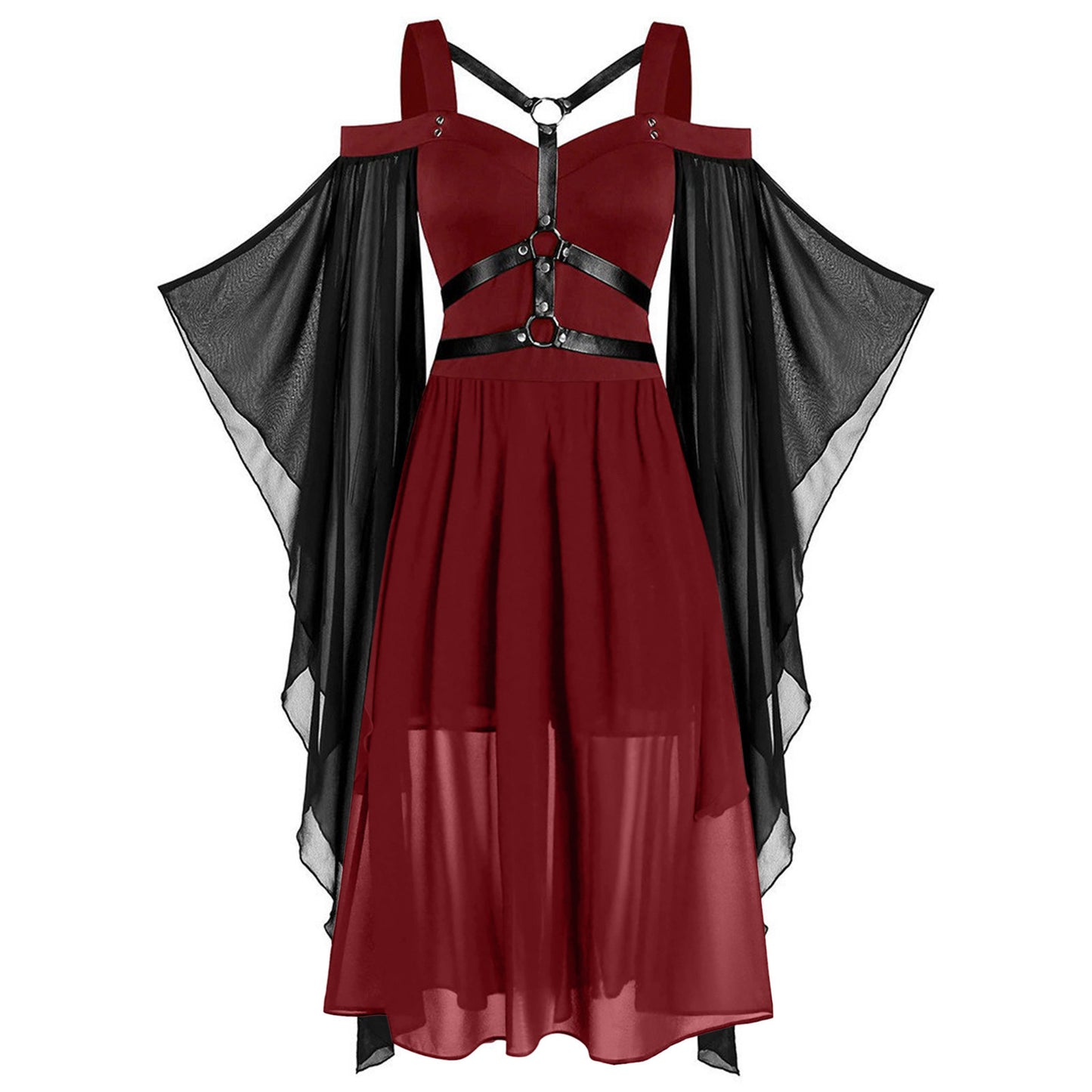 Women's Gothic Large Swing Sleeve Chiffon Stitching Halloween Dresses