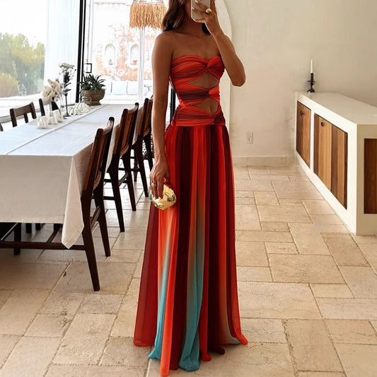 Chiffon Printed Dress Holiday Casual Swing Dresses