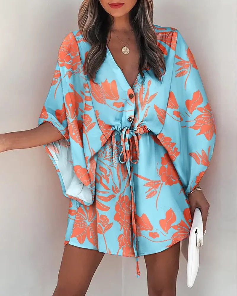 Summer Flying Flounced Sleeve A- Line Leisure Dress