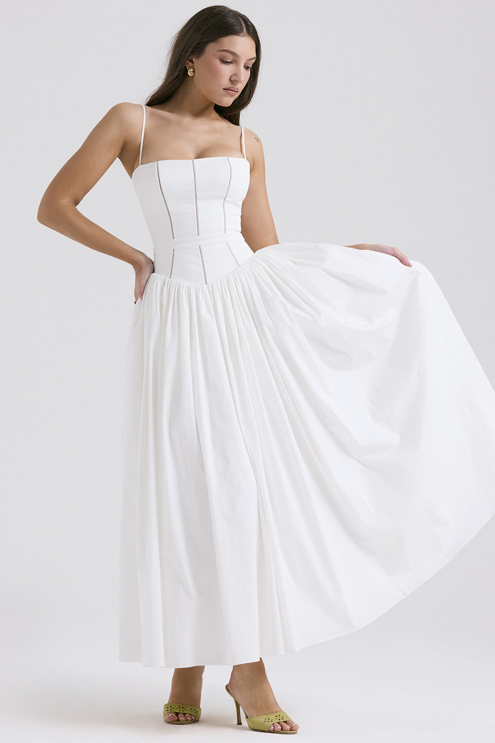 Elegant Gentle Slimming Floral Strap Dress Dresses