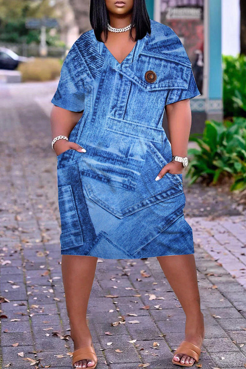 Women's Digital Printing Urban Leisure Loose Dress Dresses