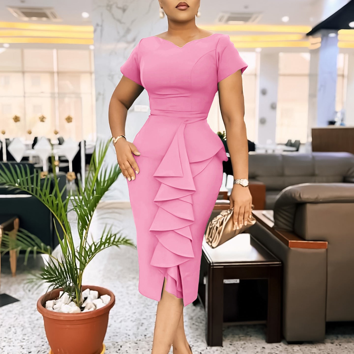 Women's Fashion Elegant Flounced Ol African Dress