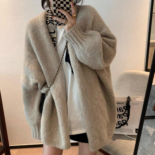 Knitted Retro Gentle Collar Casual Lazy Loose Outer Wear Sweater