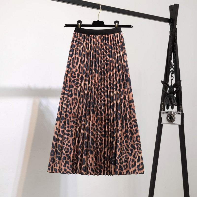 Women's Fashion Half Printed Cartoon Pleated Skirts