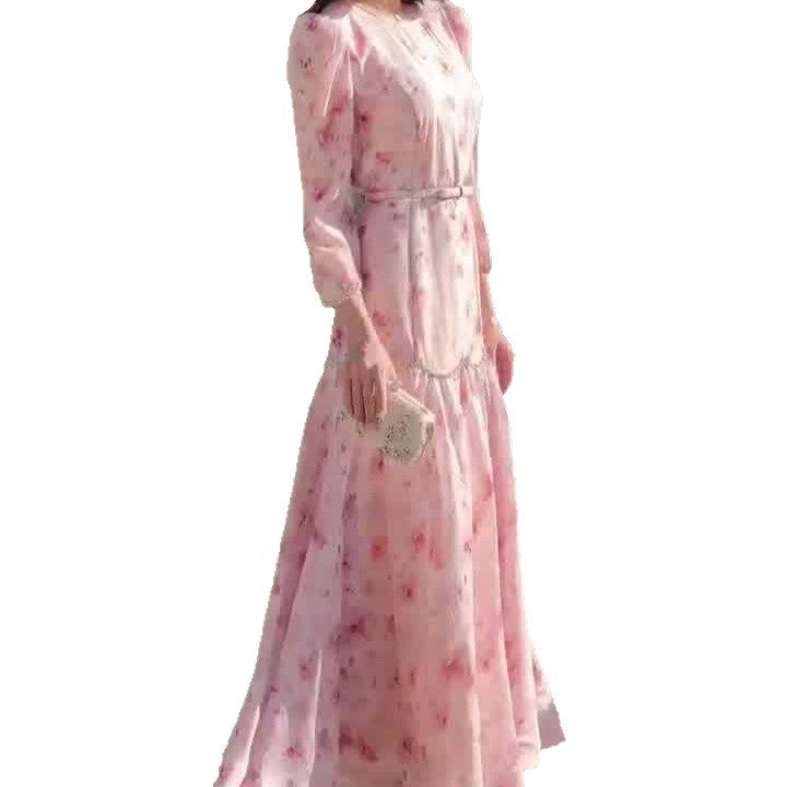 Women's Temperament Long Sleeves Printed Lady Irregular Dresses