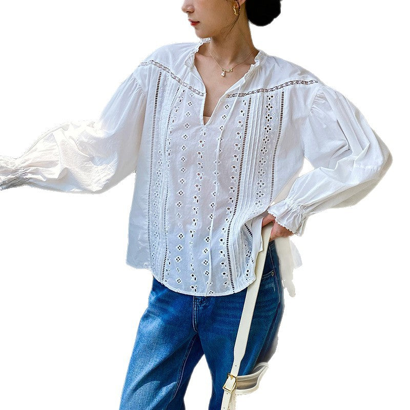 Women's Style White Shirt Long Sleeve Stylish Blouses