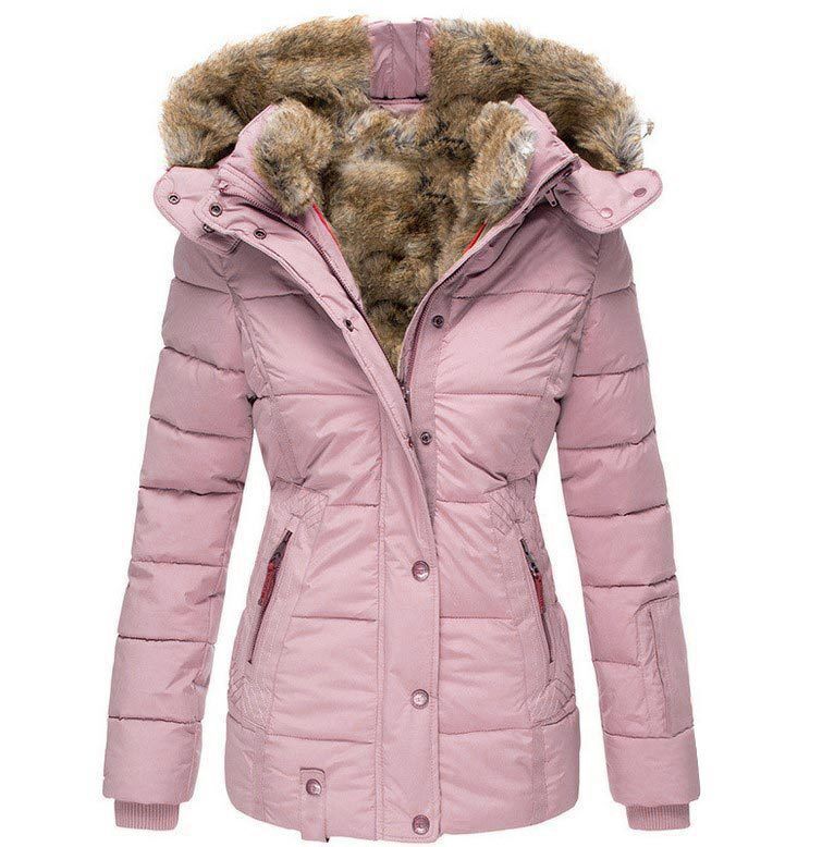 Women's Fur Collar Cotton Clothes Zipper Slim Coats