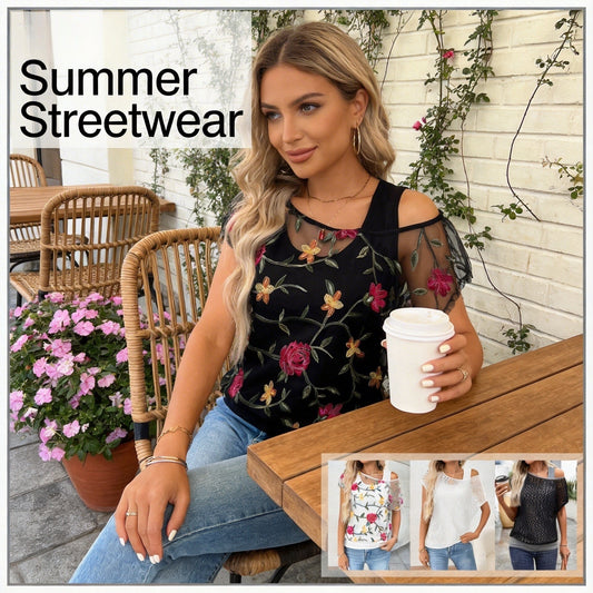 Women's Lace Mesh Round Neck Sleeve Fake Two-piece Knitted Sweaters