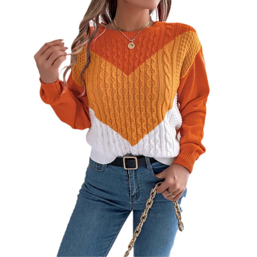 Women's Wind Casual Multicolor Twist Lantern Sleeve Sweater