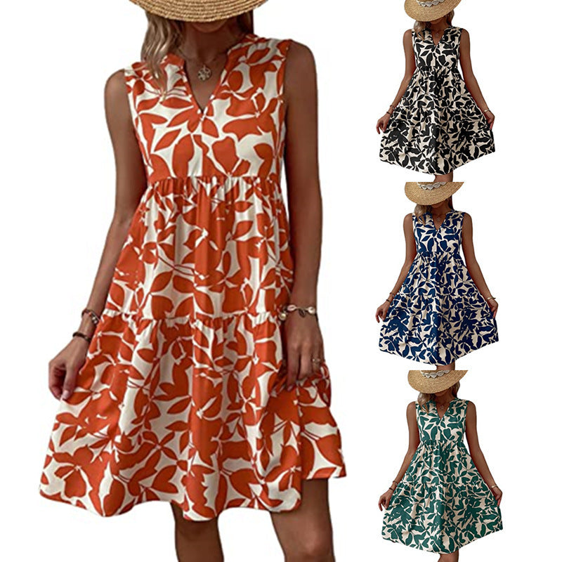 Women's Bohemian Fashion Loose Pleated Print For Dress