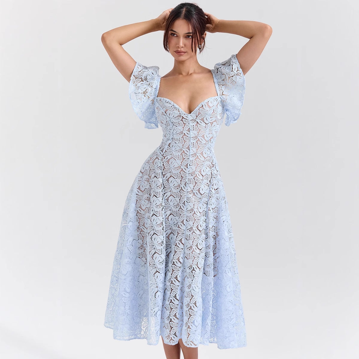 Women's Long Dress Court Retro Lace High Dresses