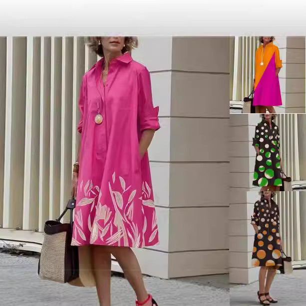 Women's Patchwork Contrast Color Casual Elegant Dress