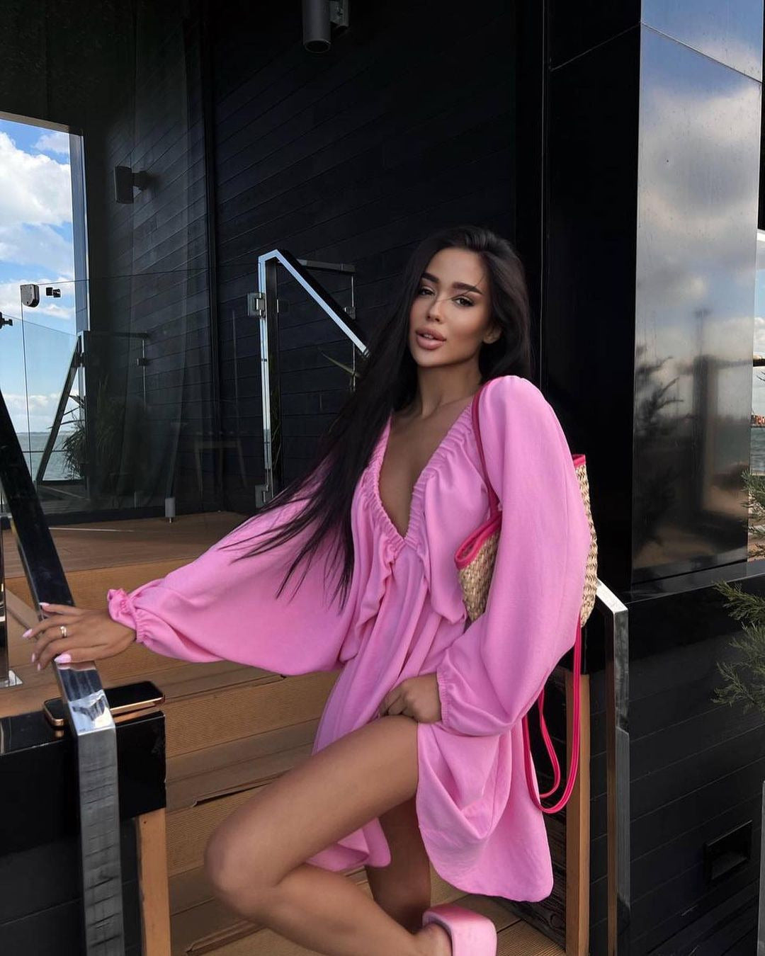 Stylish Dress Design Puff Sleeve Swing Dresses