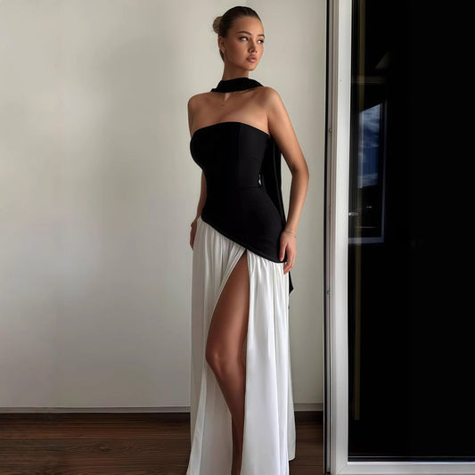 Irregular Tube Tied Dress Female Summer French Tops