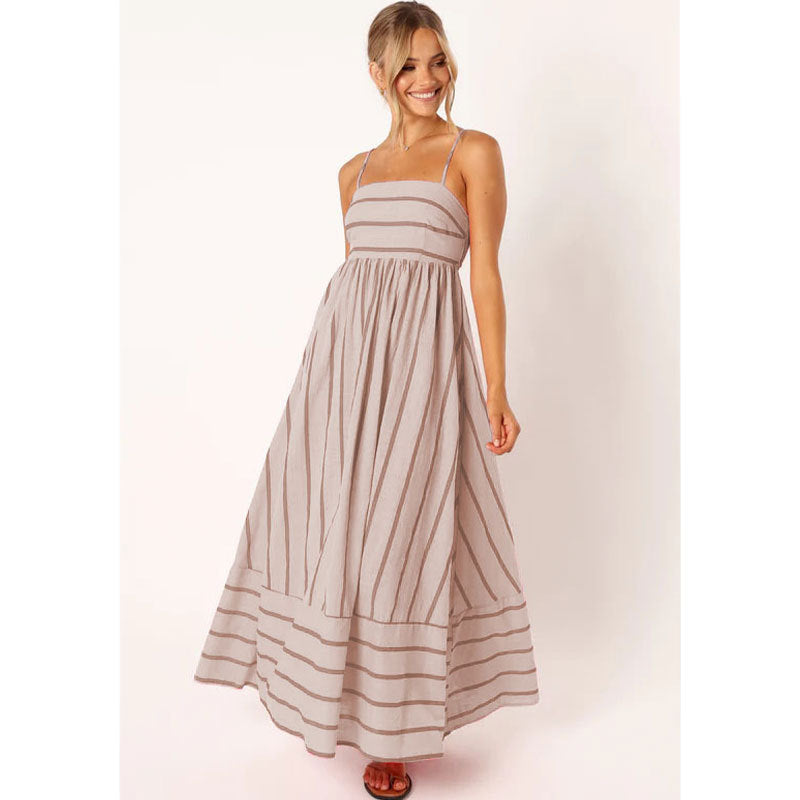 Women's Elegant Vacation Style Suspender Stripes Dress Dresses