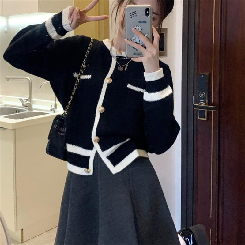 Women's Style Color Matching Korean Idle Loose Outer Match Women's Sweater