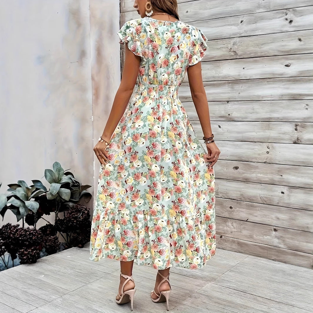 Women's Summer Fashion Temperament Printed Floral Sleeve Shorts