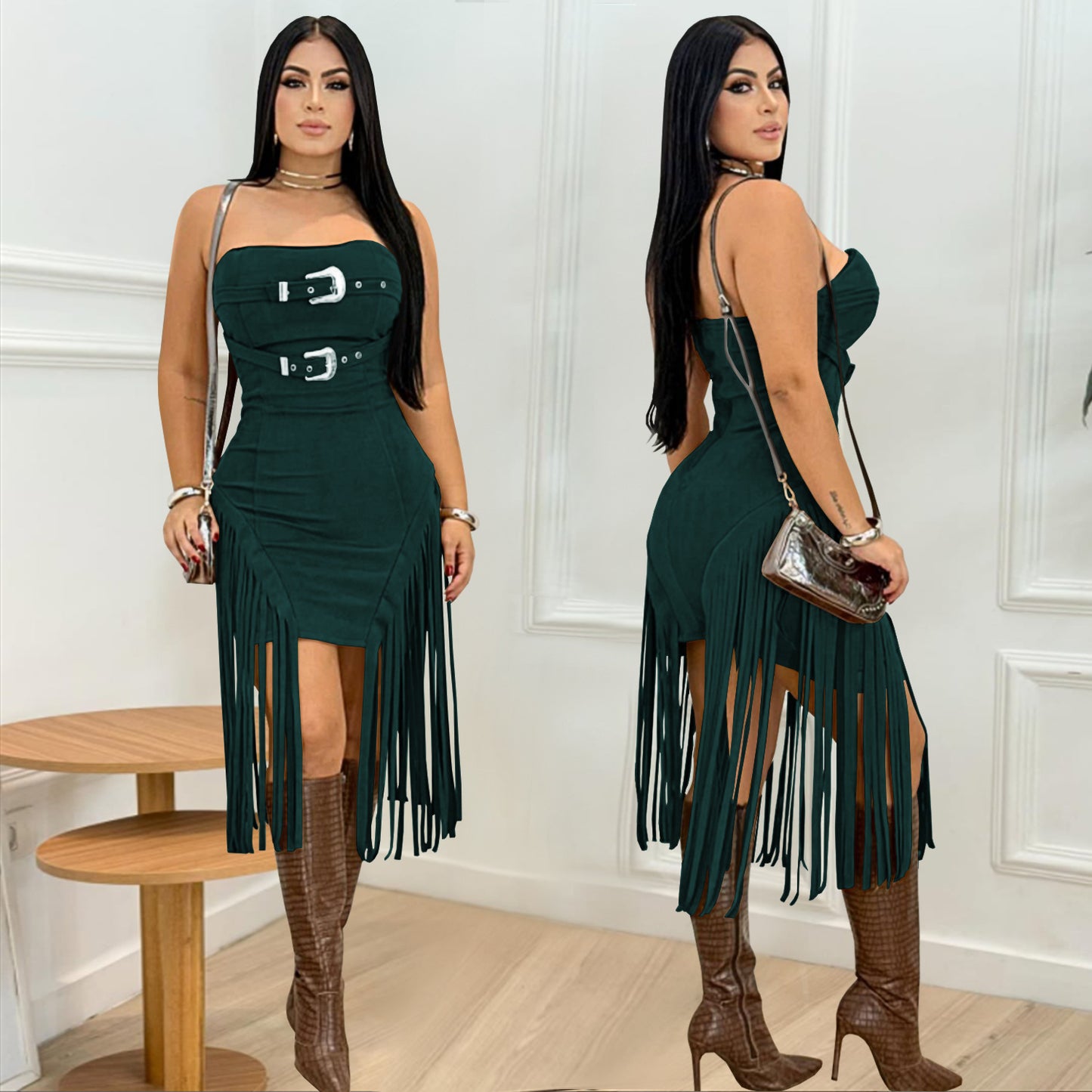 Women's Wear Sexy Sleeveless Tube Backless Tassel Dresses