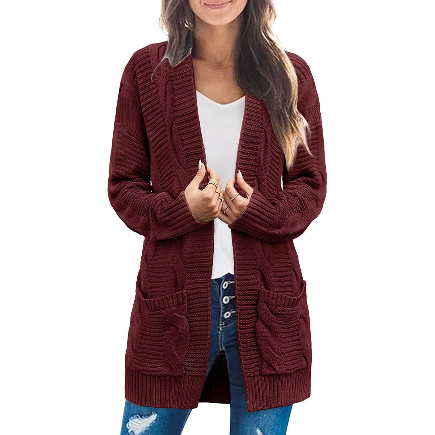 Cool Women's Twist Double Pocket Mid-length Coats