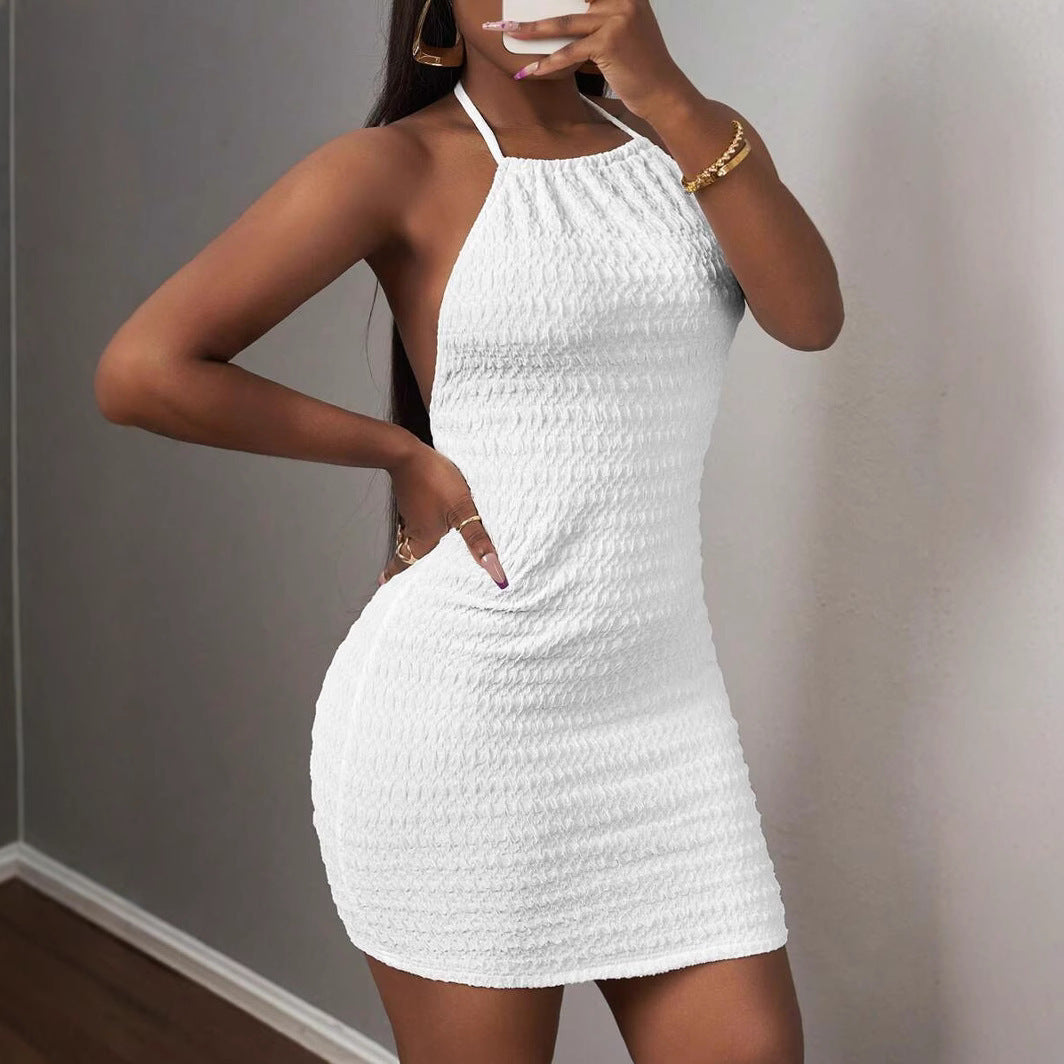 Cool Fashion Solid Color Backless Suspender Dress