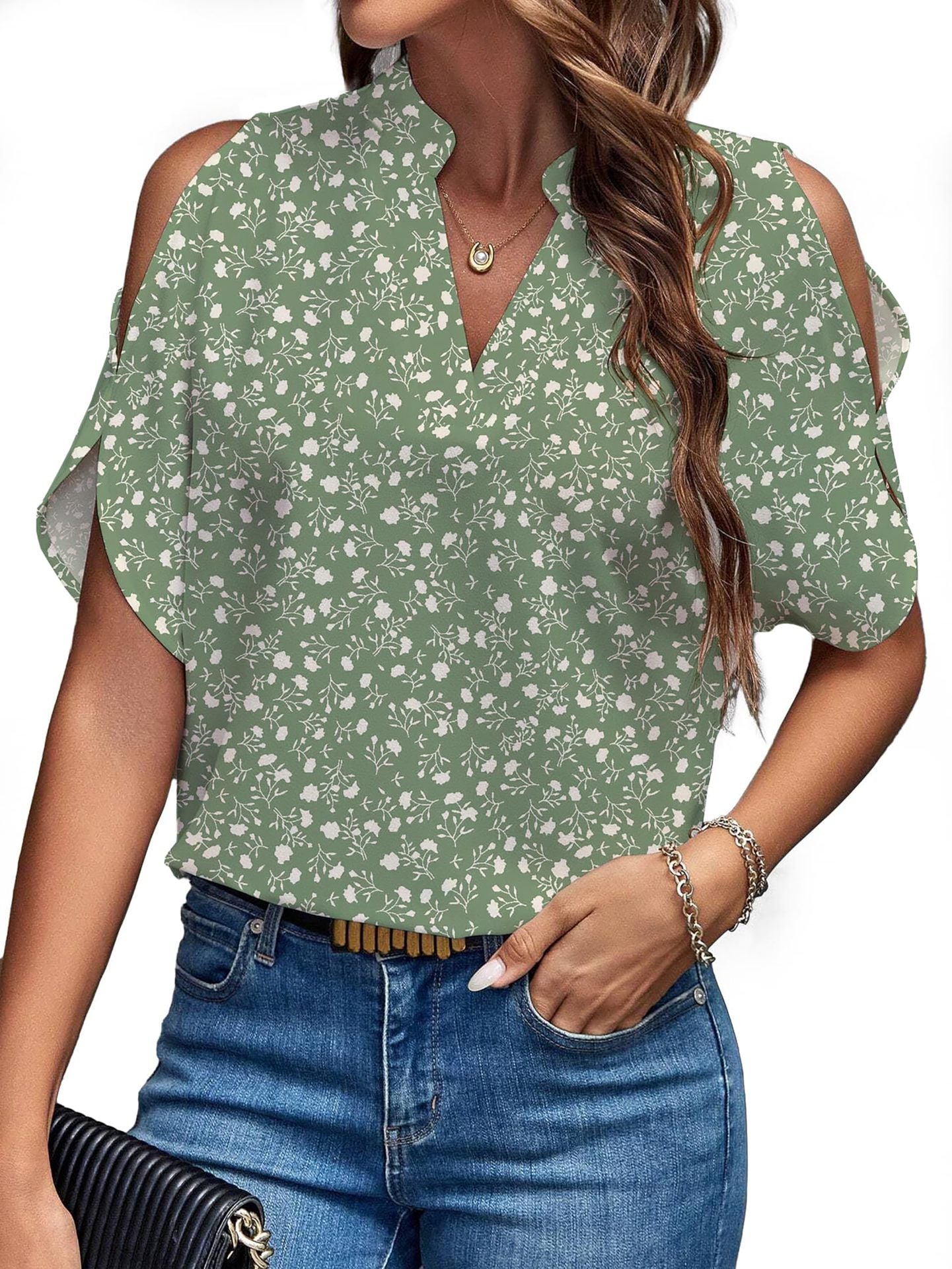 Women's Summer Solid Color Graceful Fashionable Sleeves Tops
