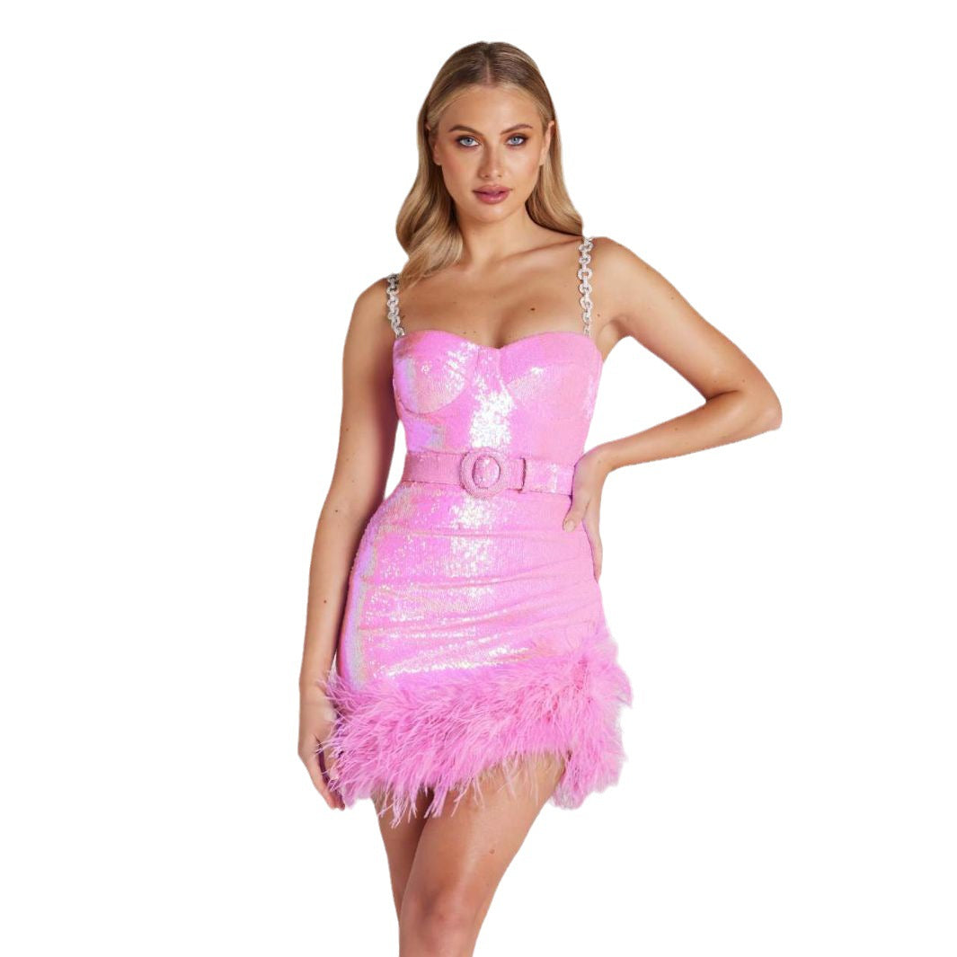 Women's Dress Sexy Tight One-step Artificial Fur Dresses