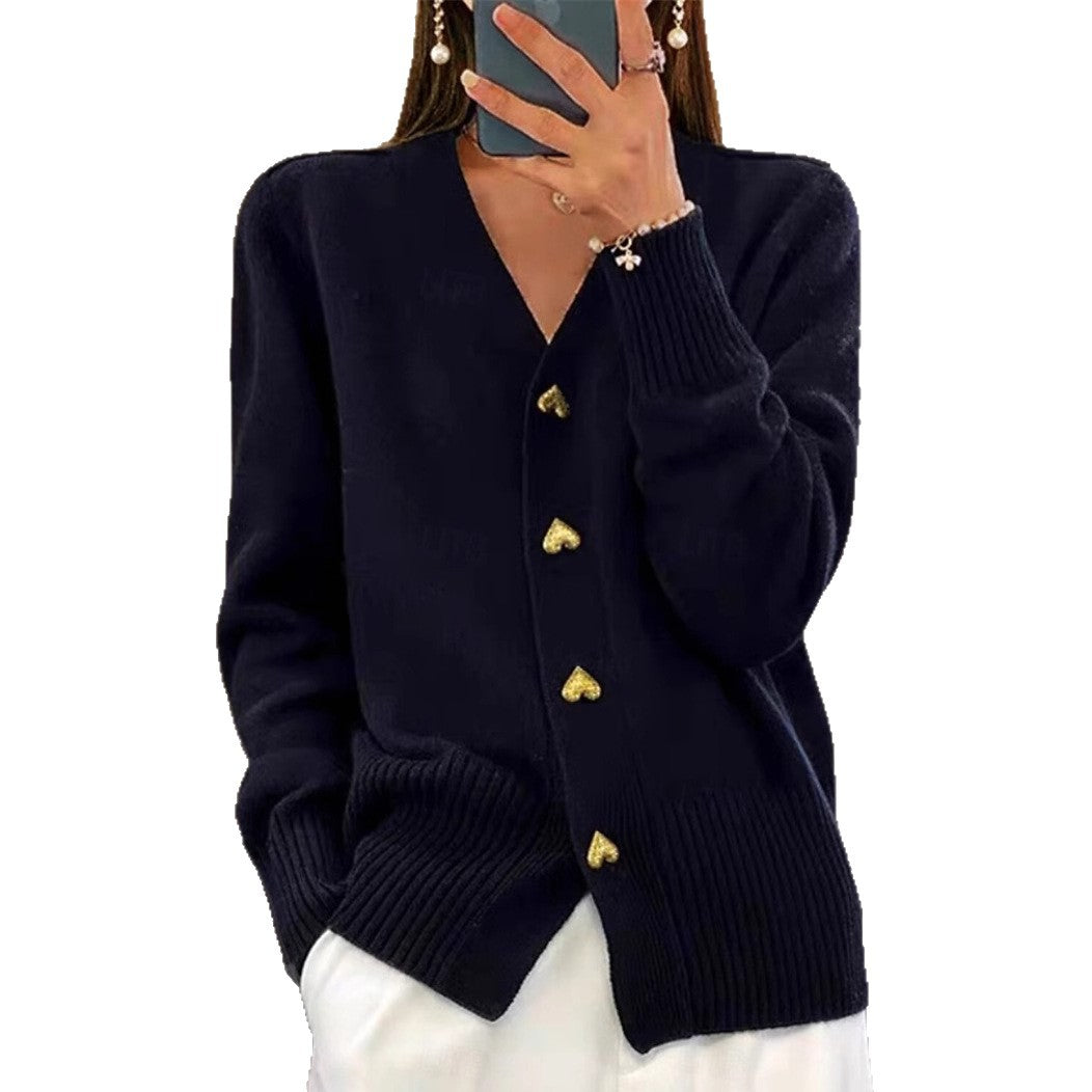 Women's Button Casual Loose Temperament Solid Color Knitted Cardigans