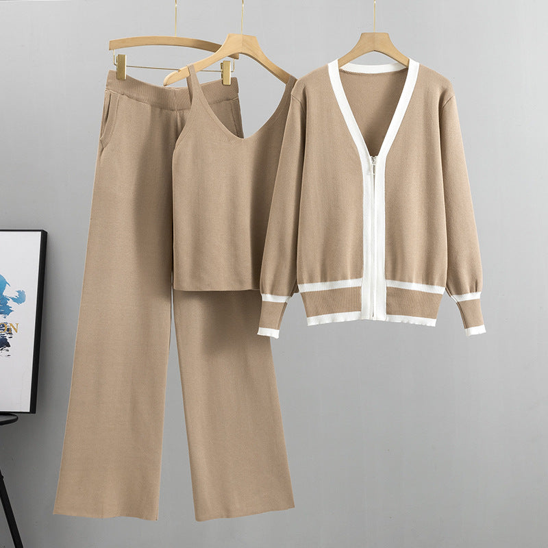 Women's Knitted Sling Three-piece European Goods Tide Fashion Casual Suit