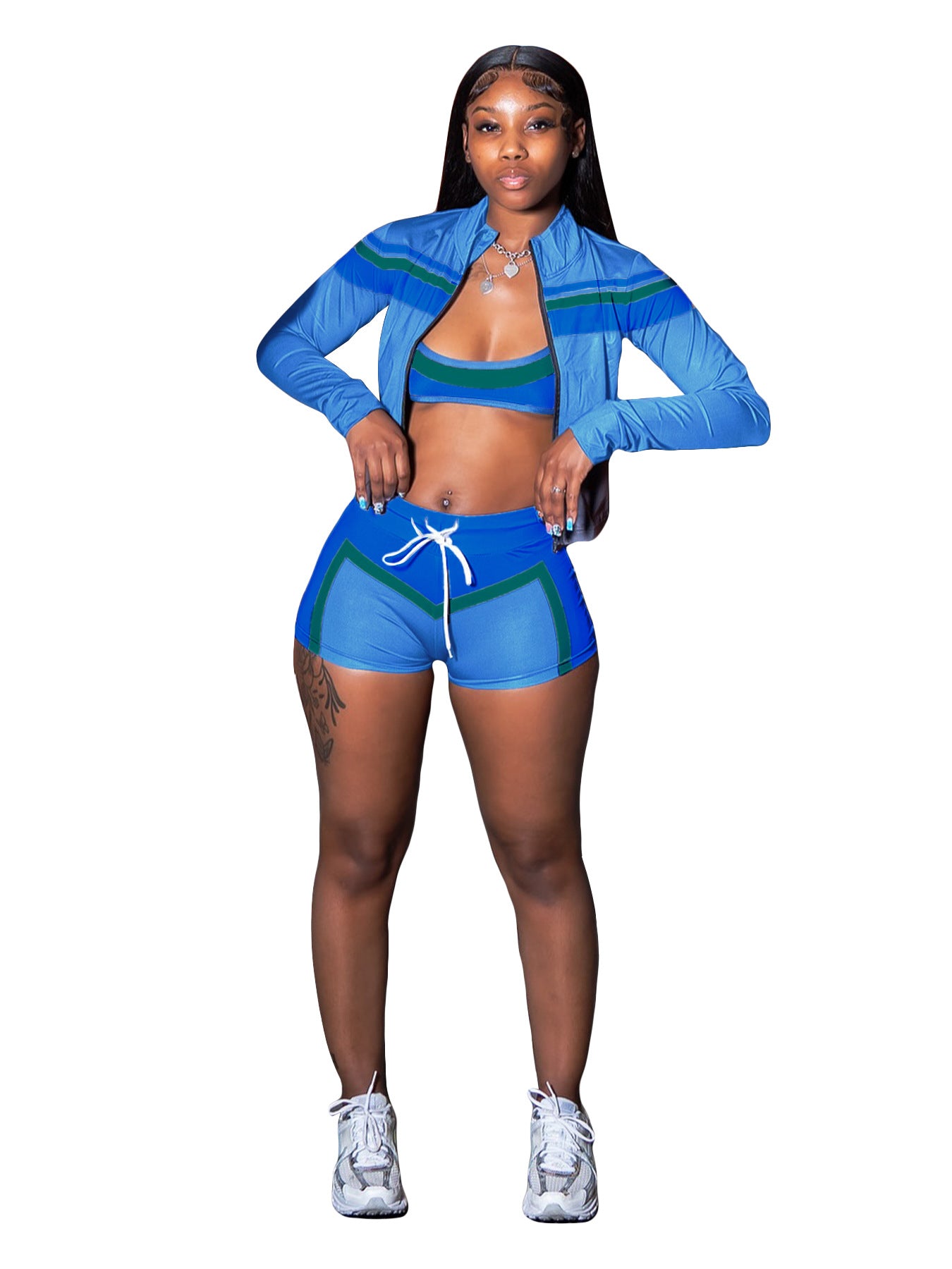 Women's Wear Printed Long-sleeved Halter Wrapped Chest Strap Hot Suits