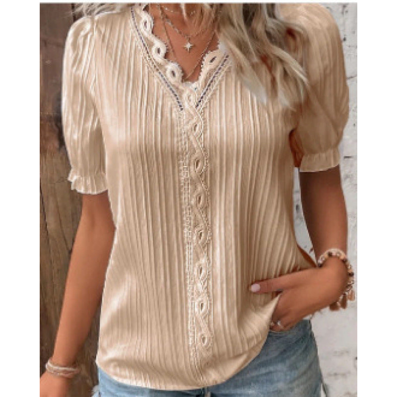 Women's Summer Holiday Fashion Short-sleeved Shirt Blouses