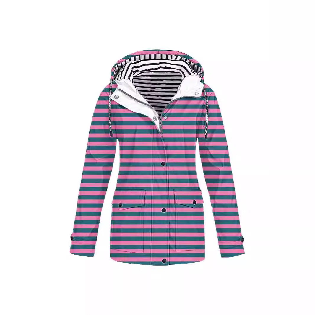 Women's Camouflage Printed Hooded Pocket Splash Outdoor Coats
