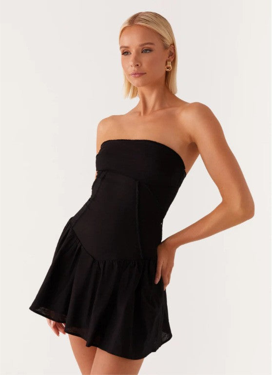 Women's Pure Color Cold-shoulder Waist Trimming Tube Tops