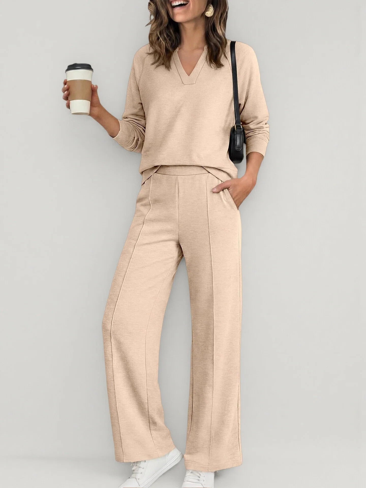 Women's Sportswear Solid Color Long-sleeved Trousers Fashion Casual Suit