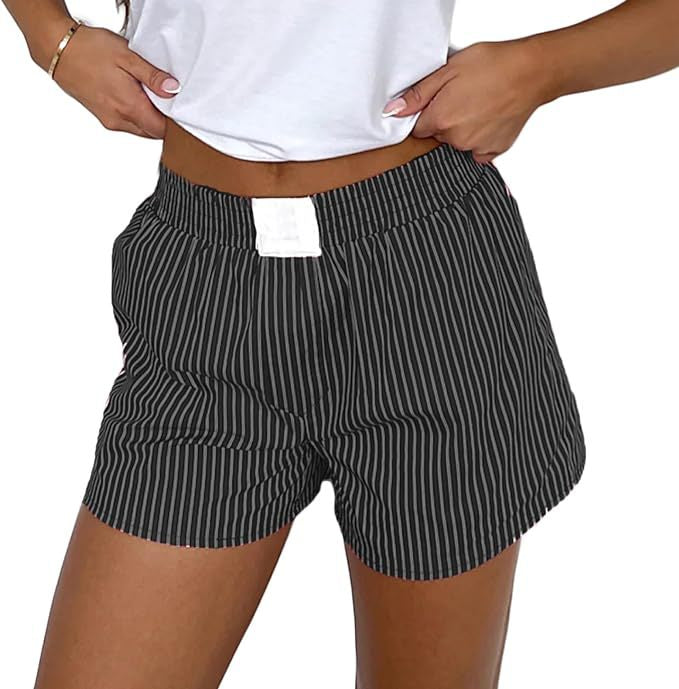 Women's Idle Style Striped Stitching Pajama Shorts