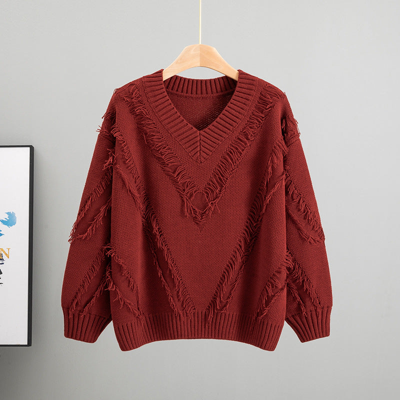 Women's Loose Knitted Idle Style Tassel For Fashionable Women's Sweater