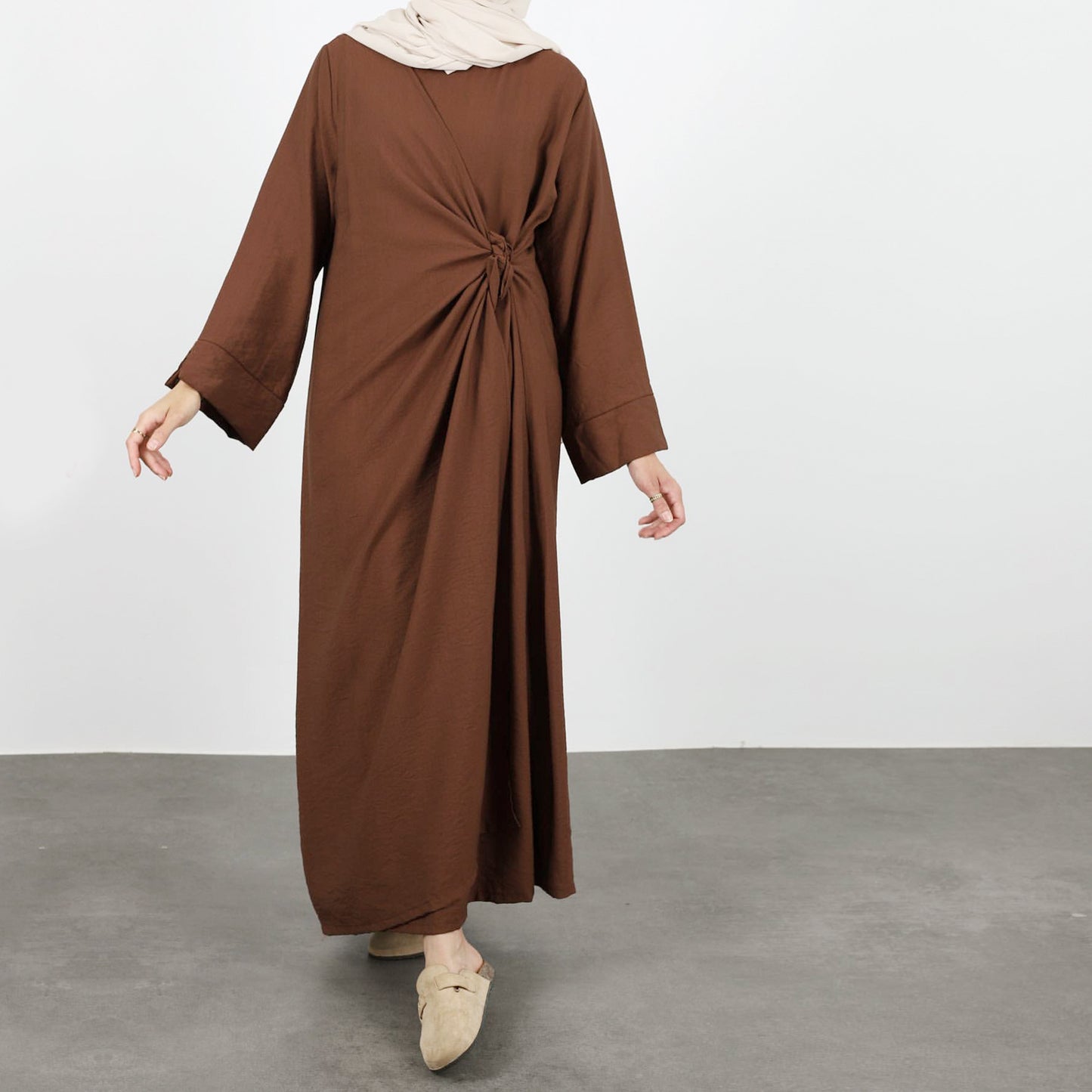 Pure Color Tied Long Dress Robe Dresses
