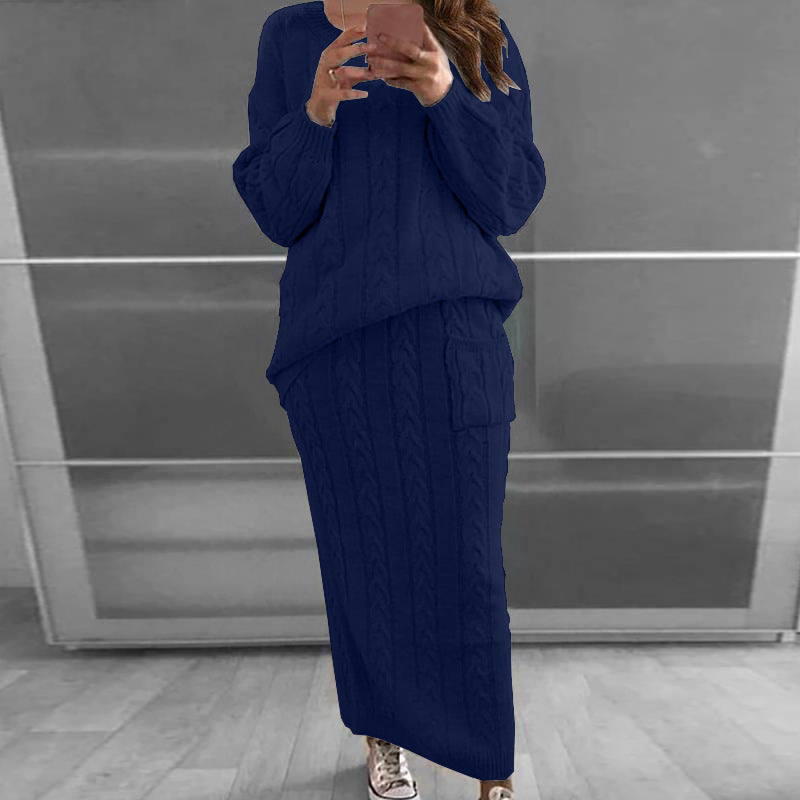 Women's Fashion Twist Stitch Set Dress Sweaters
