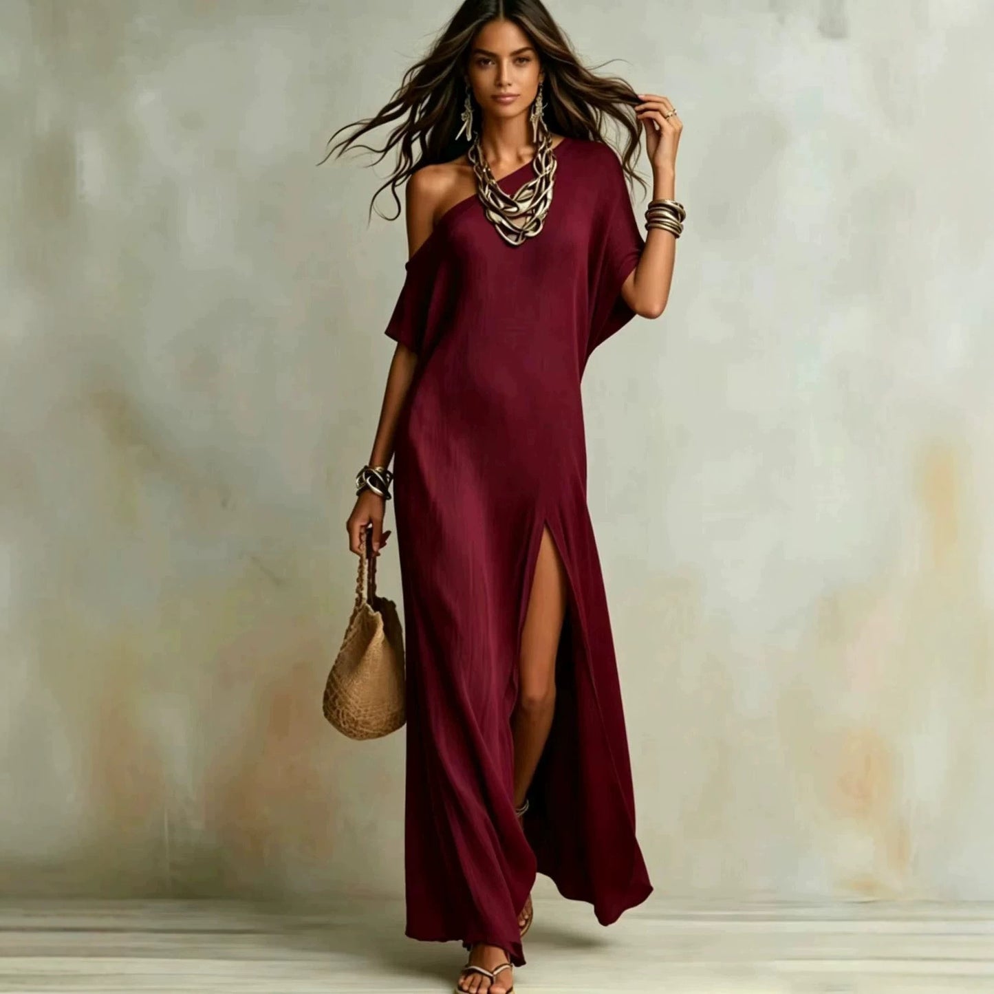 Women's Summer Elegant Sleeve Cotton Linen Fold Dress