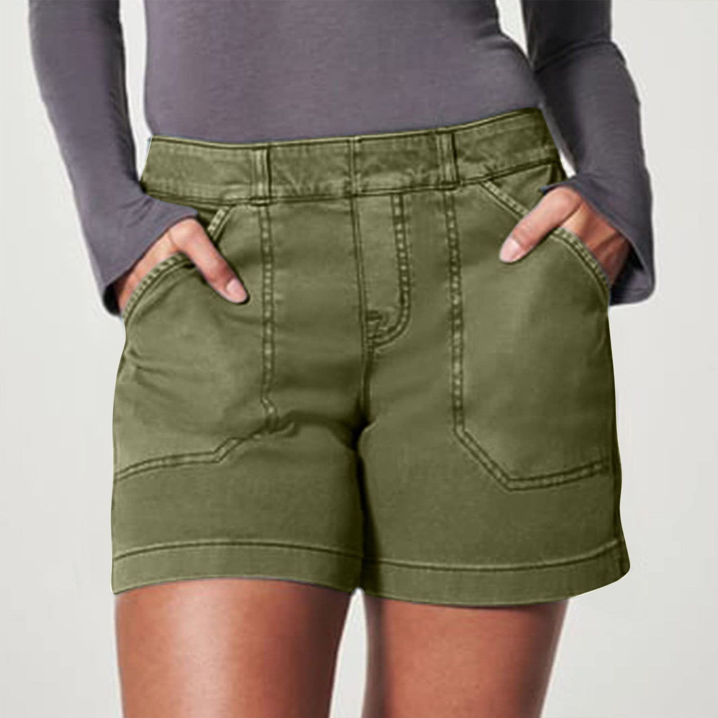 Fashion Simple Pocket Hip Lifting High Elastic Shorts