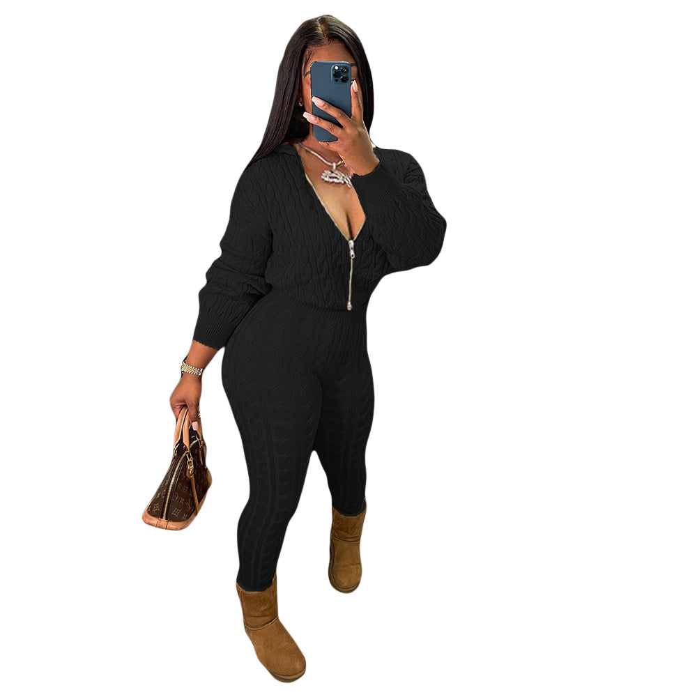 Innovative Women's Personality Zipper Set Two-piece Fashion Casual Suit