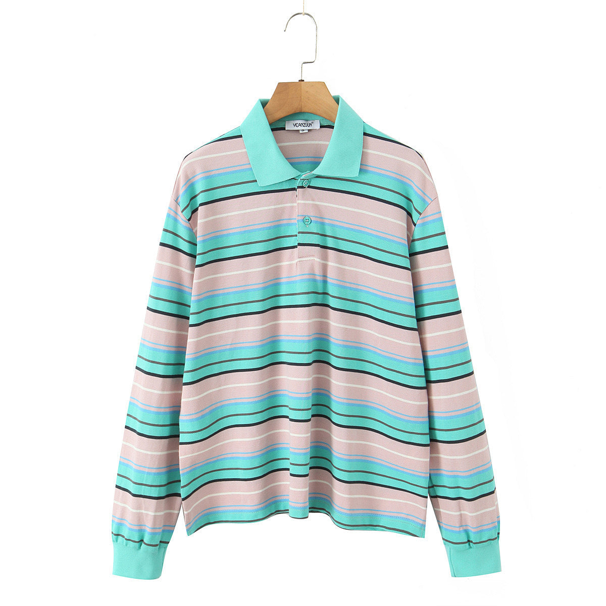 Women's Autumn Collar Long Sleeve Contrast Color Blouses